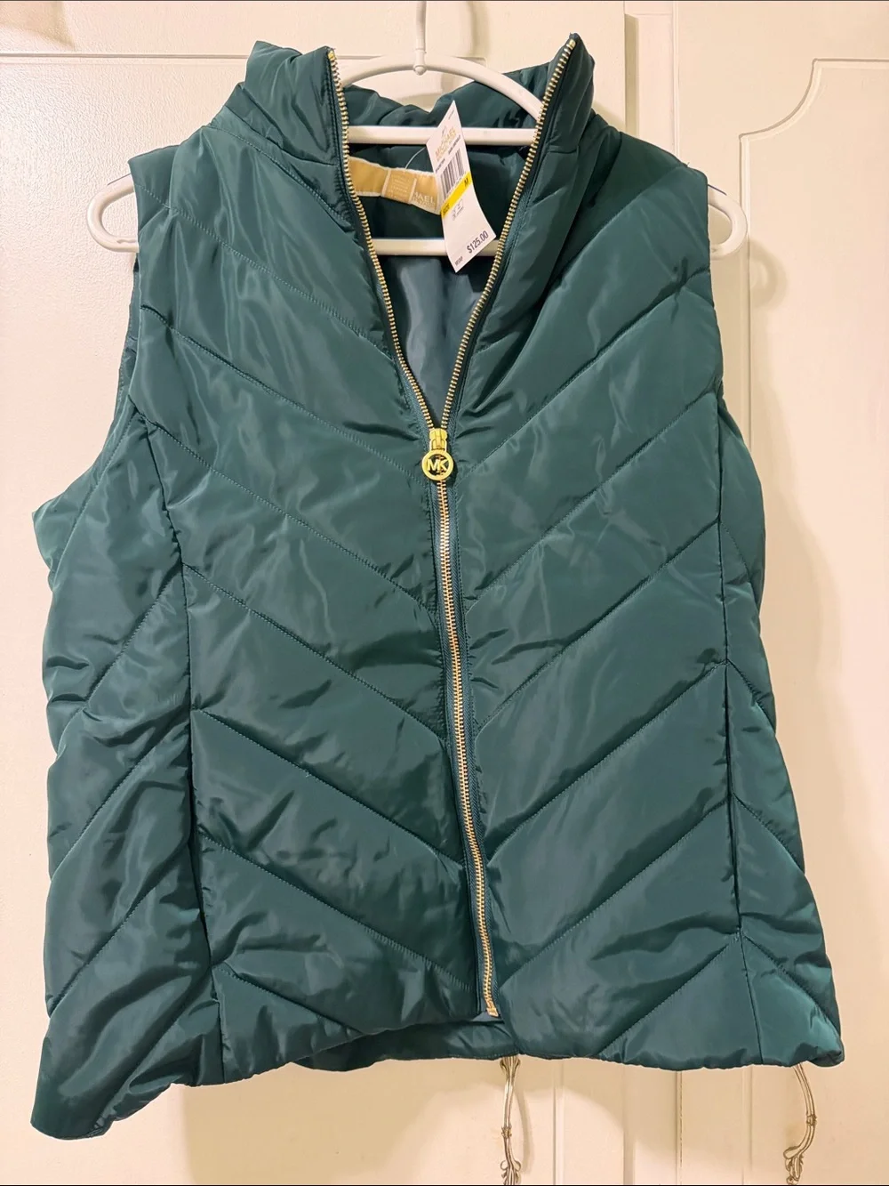Michael Kors Teal Quilted Puffer Vest with Gold-Tone Zip
